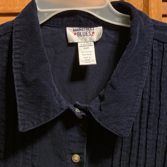 Main-street Blues Navy Blue Corduroy Dress with Tucks on the Front - Picture 11 of 14